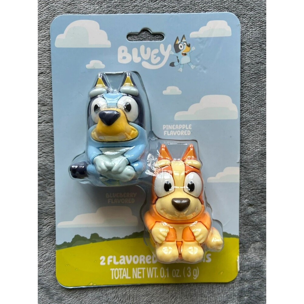 Bluey & Bingo Flavored Lip Balm Set Blueberry Pineapple NEW